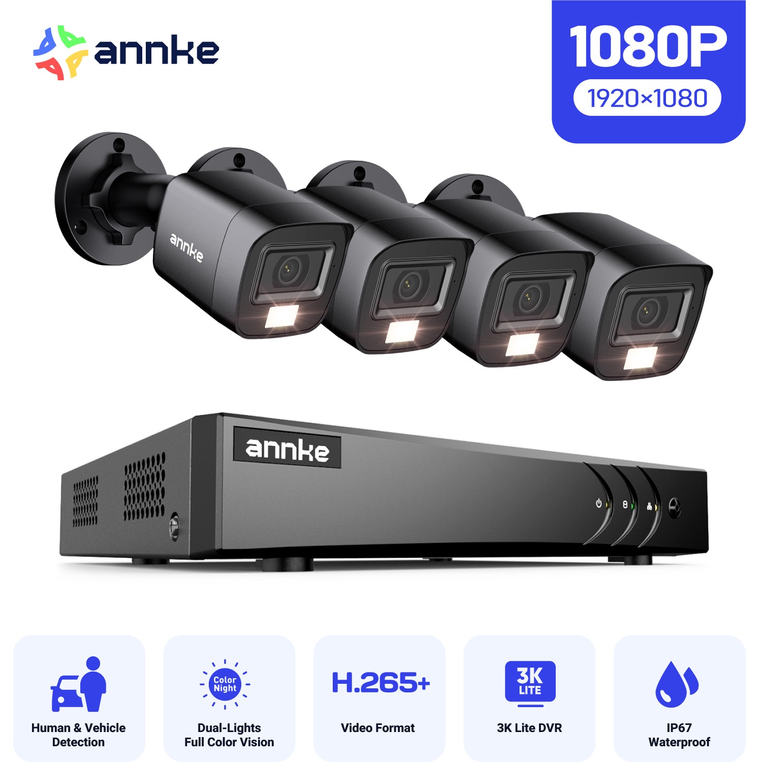 ANNKE 5MP Lite 8CH DVR 1080P Security Camera System Outdoor IR Night Vision 1TB