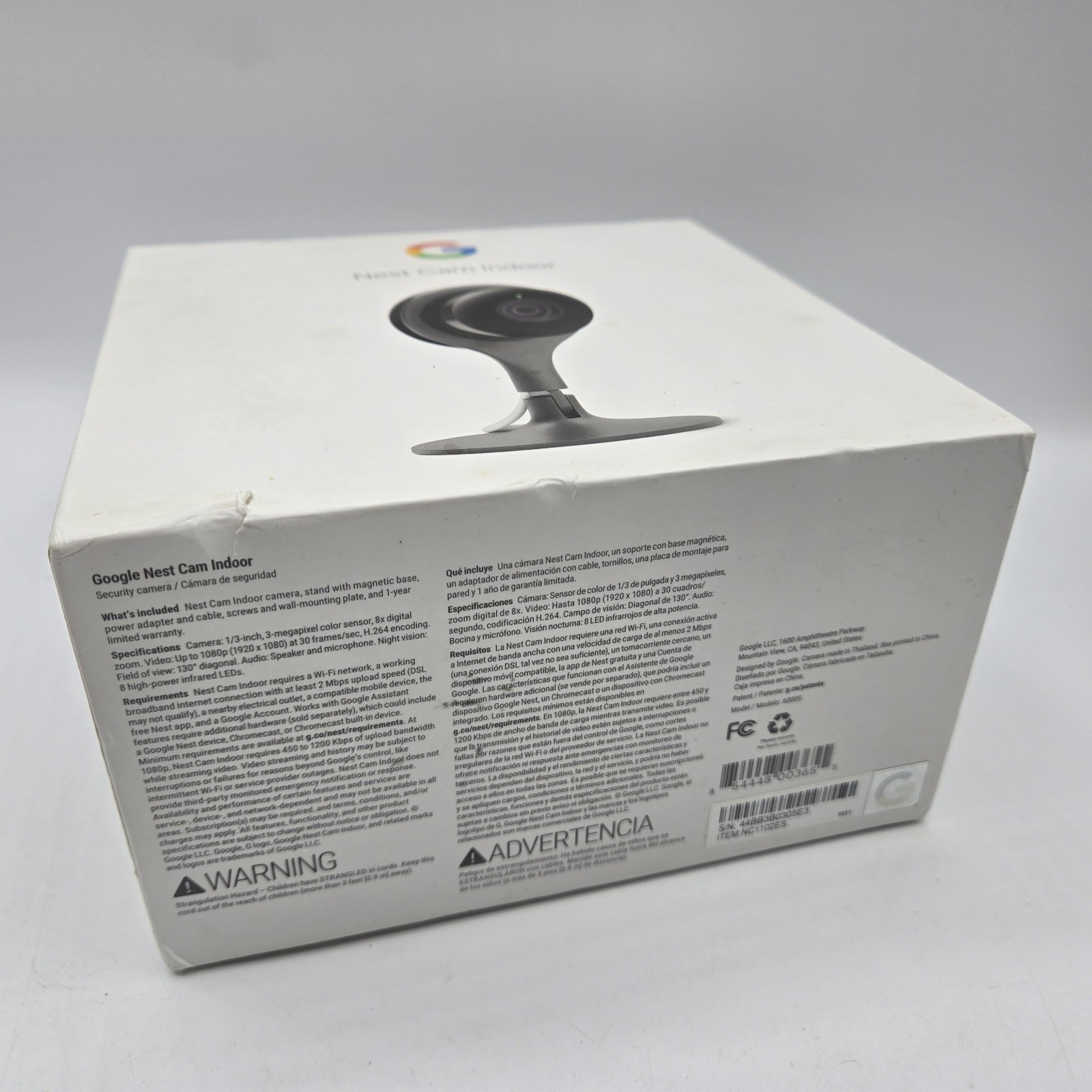 Google Nest NC1102ES Cam Indoor Security Camera 1st Gen – Open Box