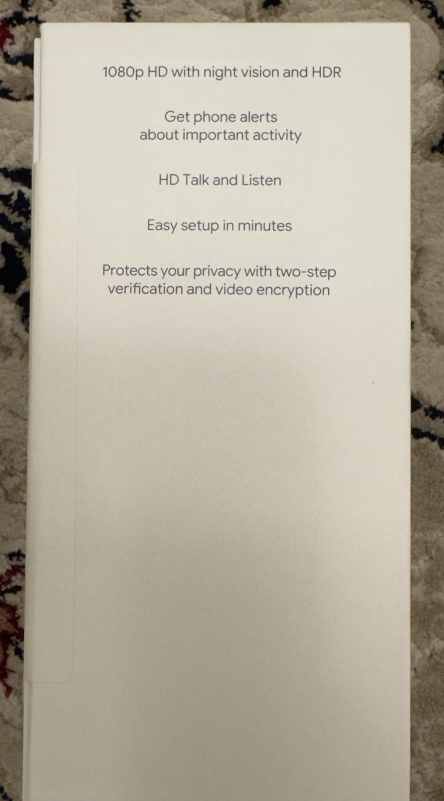 Google Nest Indoor Security Cam 1080p (Wired) 2nd Generation Color: Snow SEALED