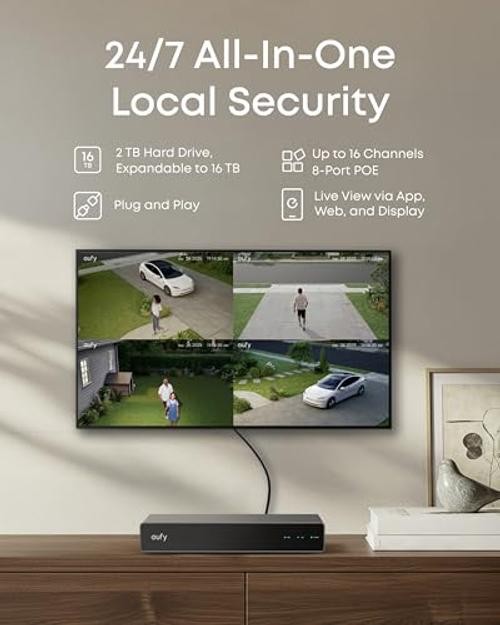 PoE NVR Security Camera System S4, 24/7 Recording,Up 2Bullet-PTZ+2Bullet Cams
