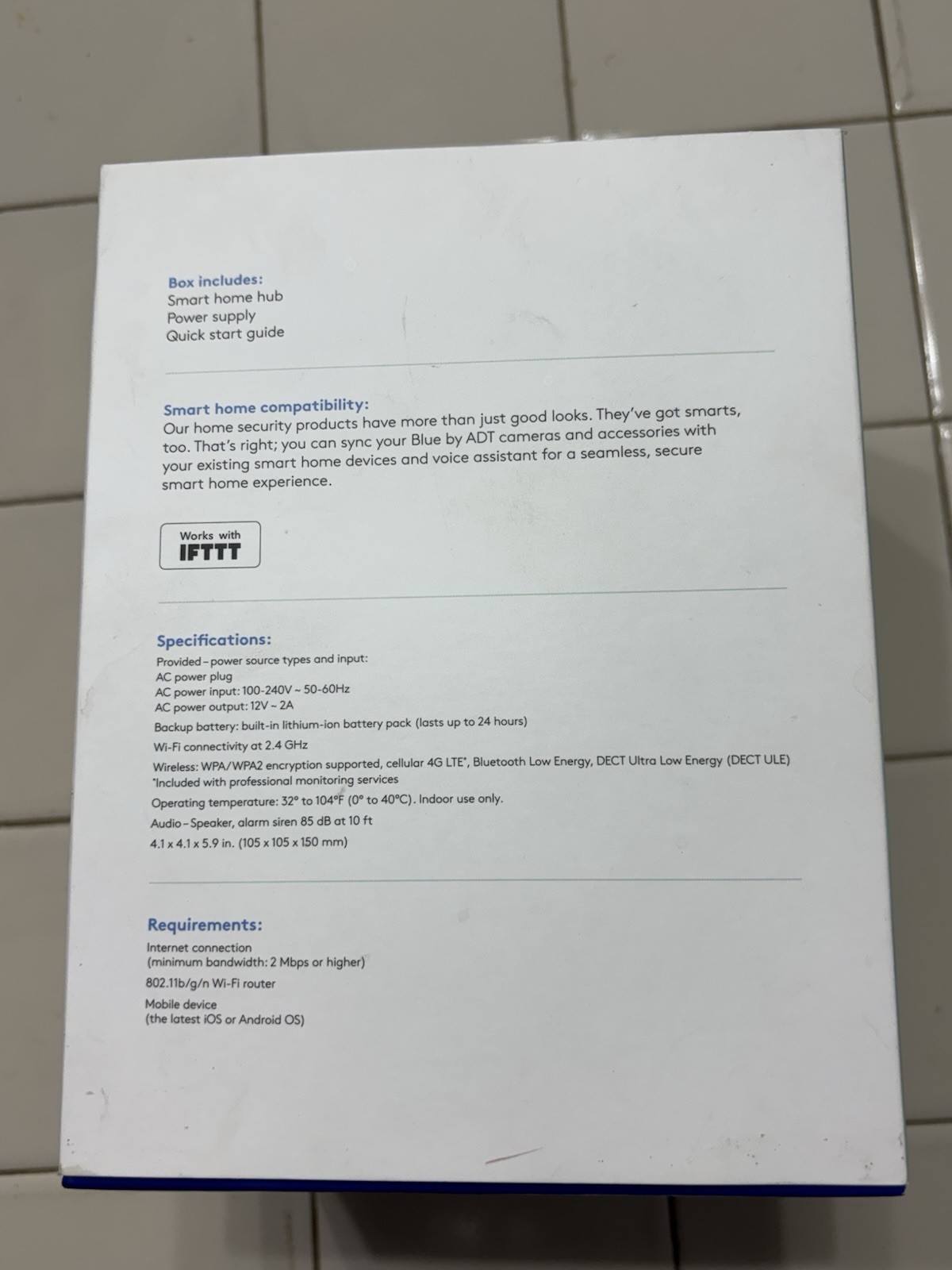 Blue by ADT Smart Home Hub Graphite S40LR0-01-PG – OPEN BOX ***SEE DESCRIPTION *