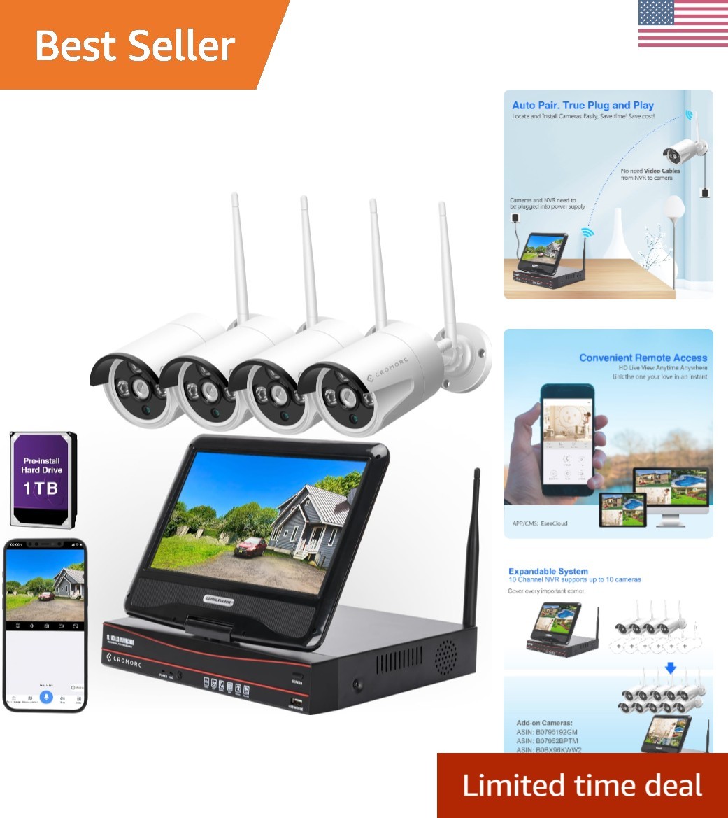 Ultimate 10-Channel Security Camera System | 5MP Cameras & 10.1″ Monitor Setup