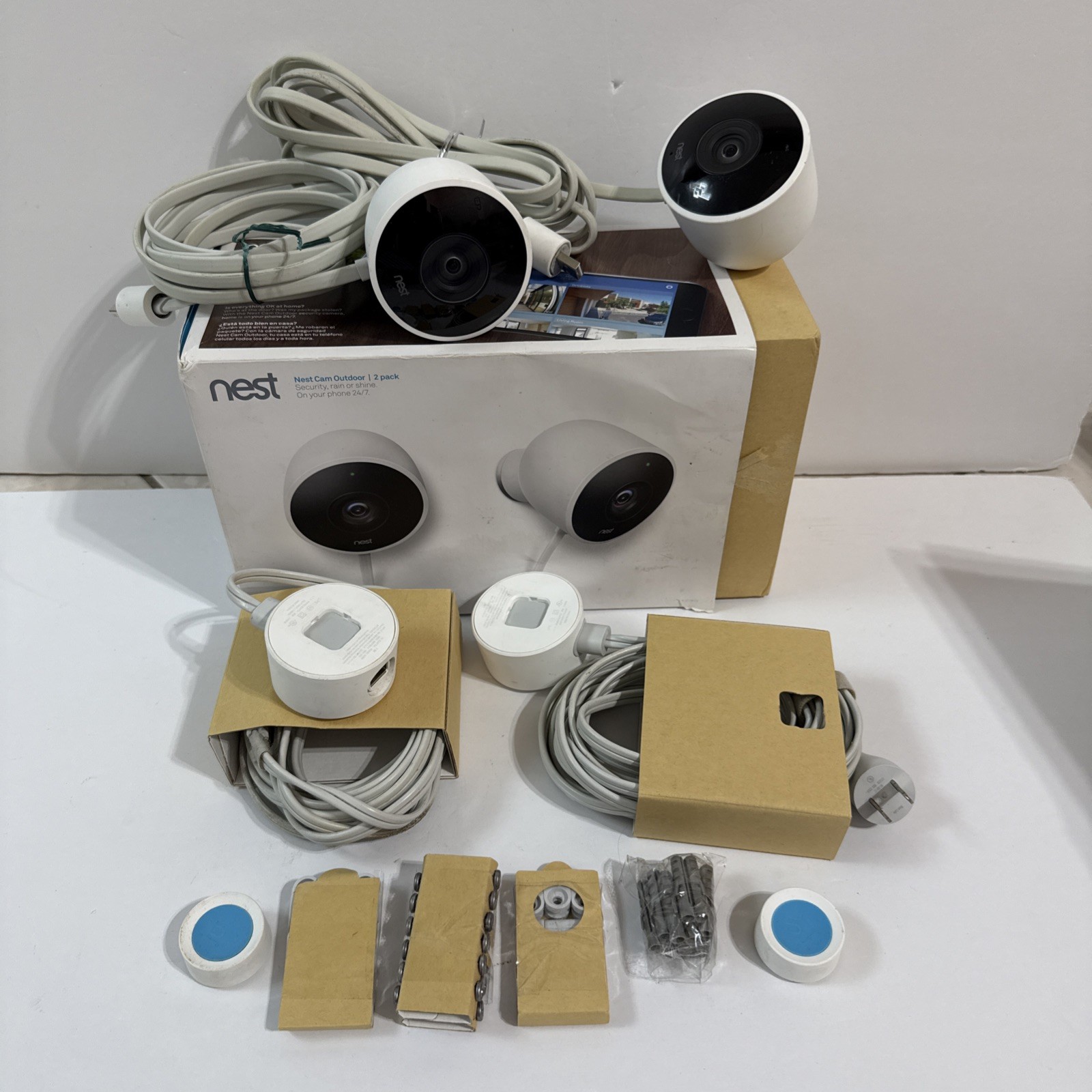 NEST Cam Outdoor Smart Security Camera (2-Pk)- NC2400ES – 2nd Gen, Wired Tested