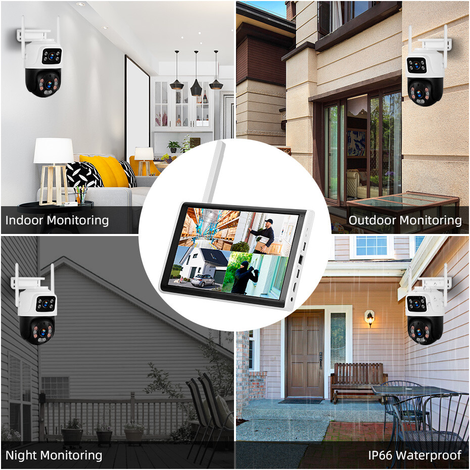 6MP Wireless Home Security Camera System Wifi IP Cameras 10” Monitor NVR 500GB