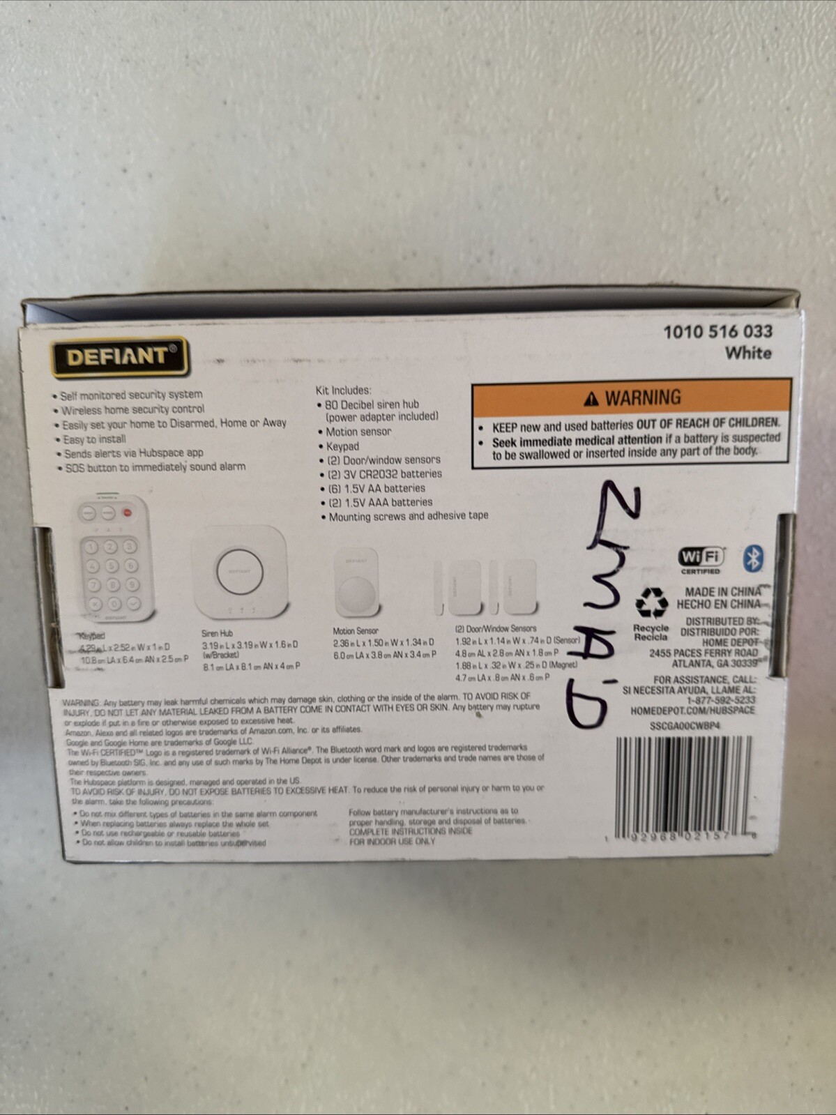 Defiant Smart Home Alarm System WiFi & Bluetooth Hubspace Google Home Alexa