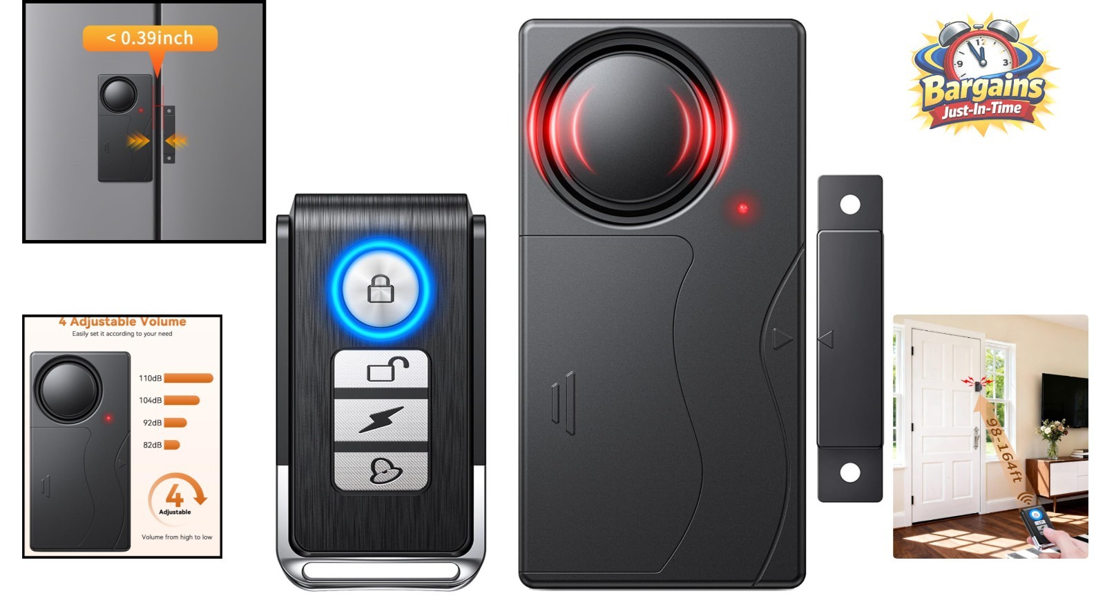 Battery-Powered 110dB Security Alarm with Remote – Easy Install & Operation