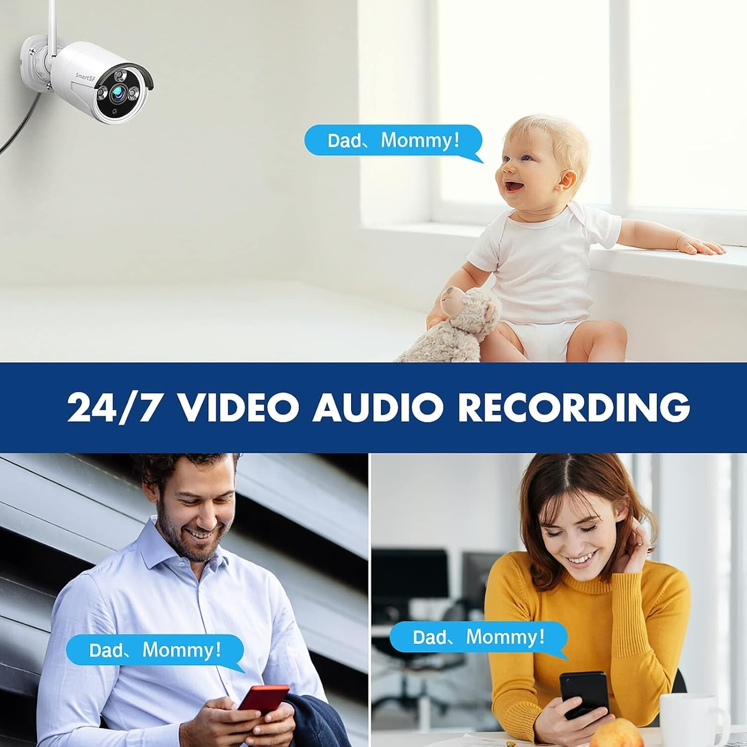 SmartSF 10CH 5MP Outdoor Wireless Security Camera System WIFI CCTV Audio NVR kit