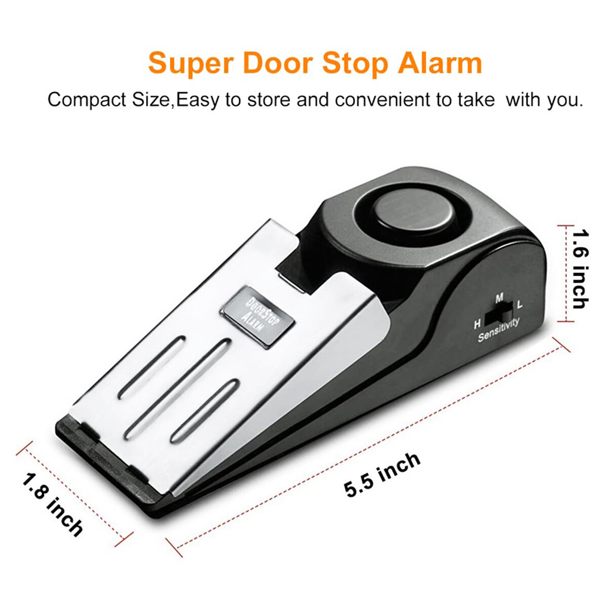 2 Pack Door Stop Alarm 120dB Security Stopper Travel Safety Home Anti-Theft