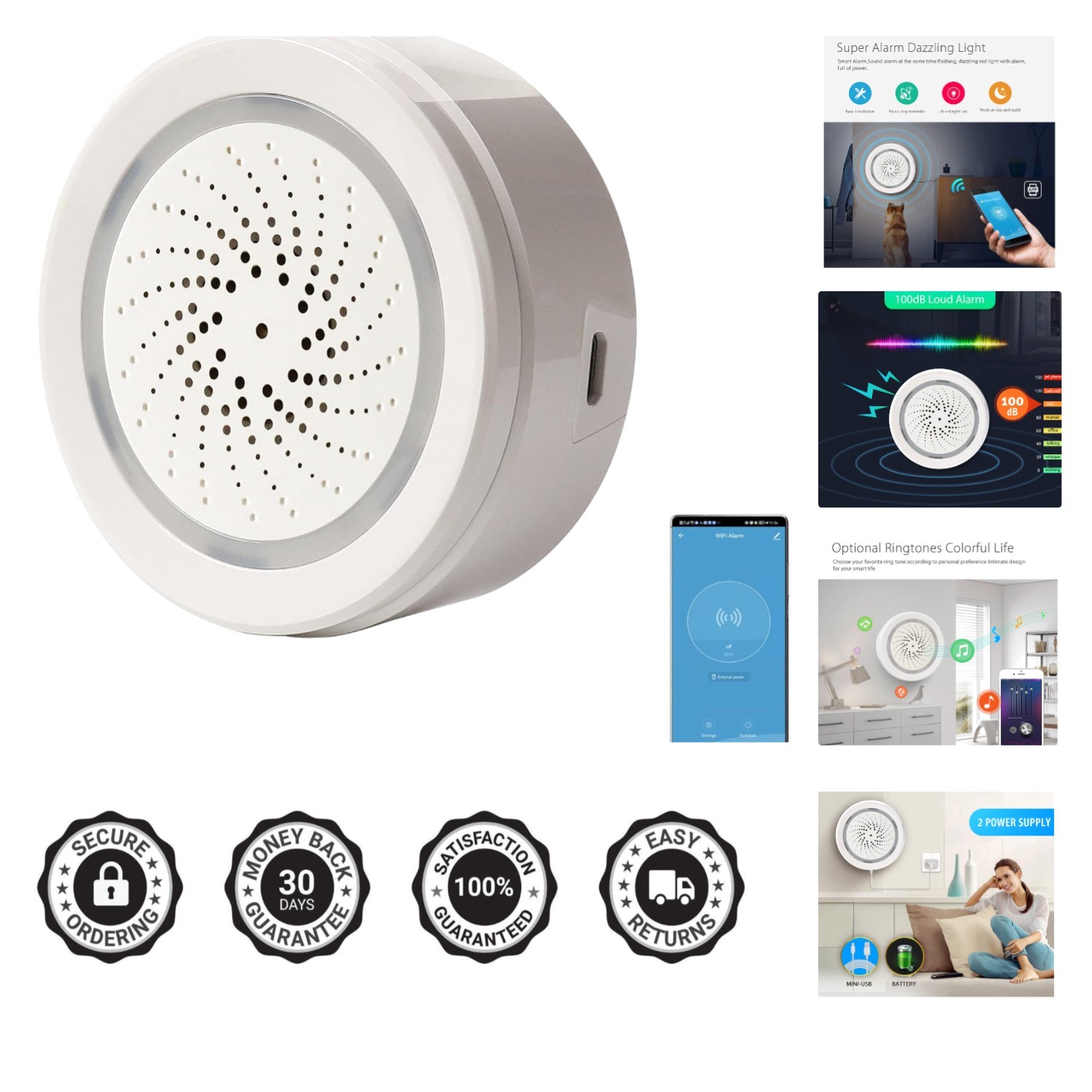 Smart Wi-Fi Siren Alarm: Wireless Alarm for Home Security, Burglar Alarm with…