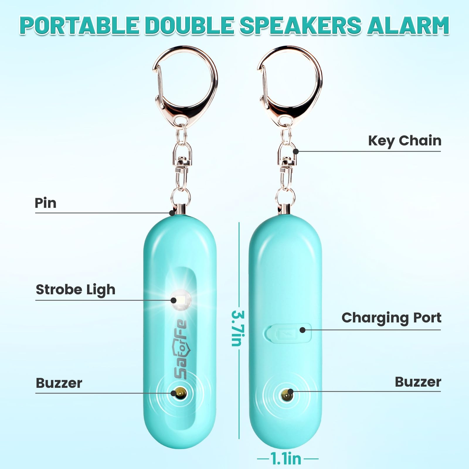 Personal Safety Alarm – Waterproof Rechargeable Security Alarm – 140dB Extra …