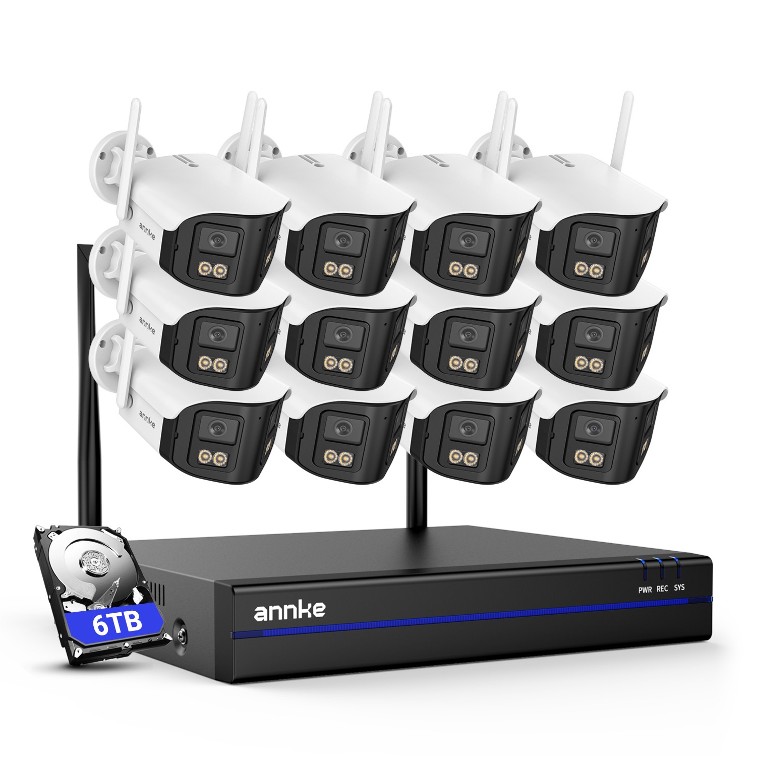 ANNKE 16CH NVR Wireless 4MP Dual Lens Color Security Camera System Two Way Audio