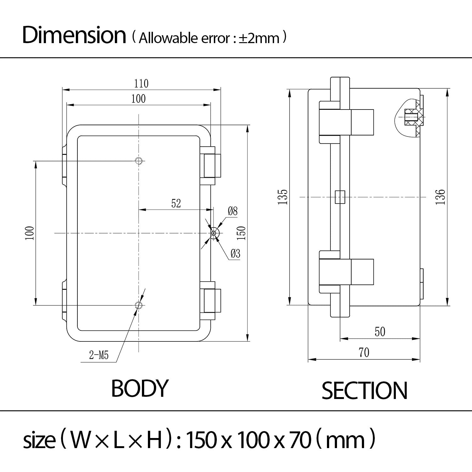 LMioEtool Junction Box, ABS Plastic, 5.9″ x 3.9″x 2.8″ (1pc), Opaque Cover