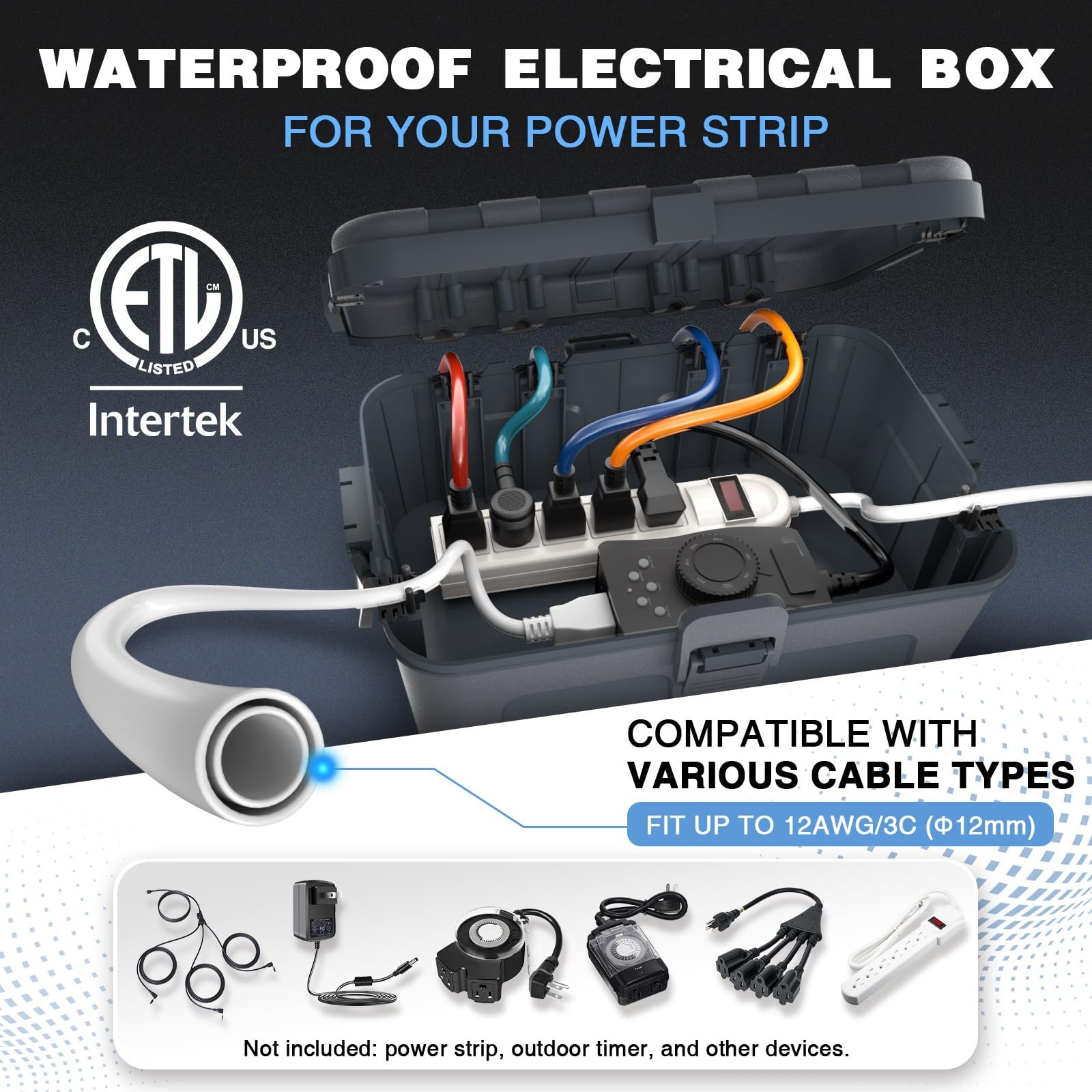 Flemoon IP54 Waterproof Box with Large Capacity Outdoor Weatherproof Gray