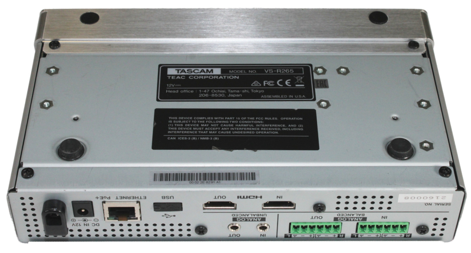 Tascam VS-R264 4K/Ultra HD AV over IP Streamer/Recorder Encoder Decoder SD USB