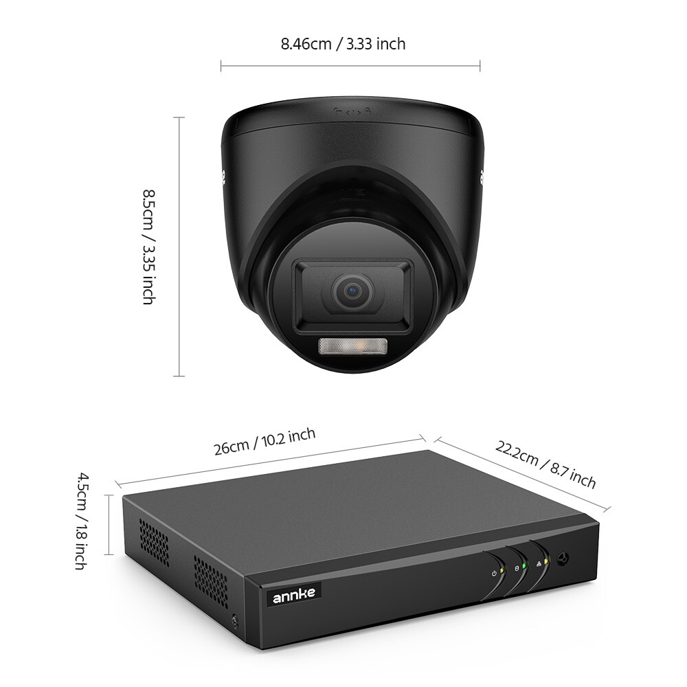 ANNKE 3K Lite 8CH DVR HD 1080P Security Camera System Outdoor AI Color Night 1TB