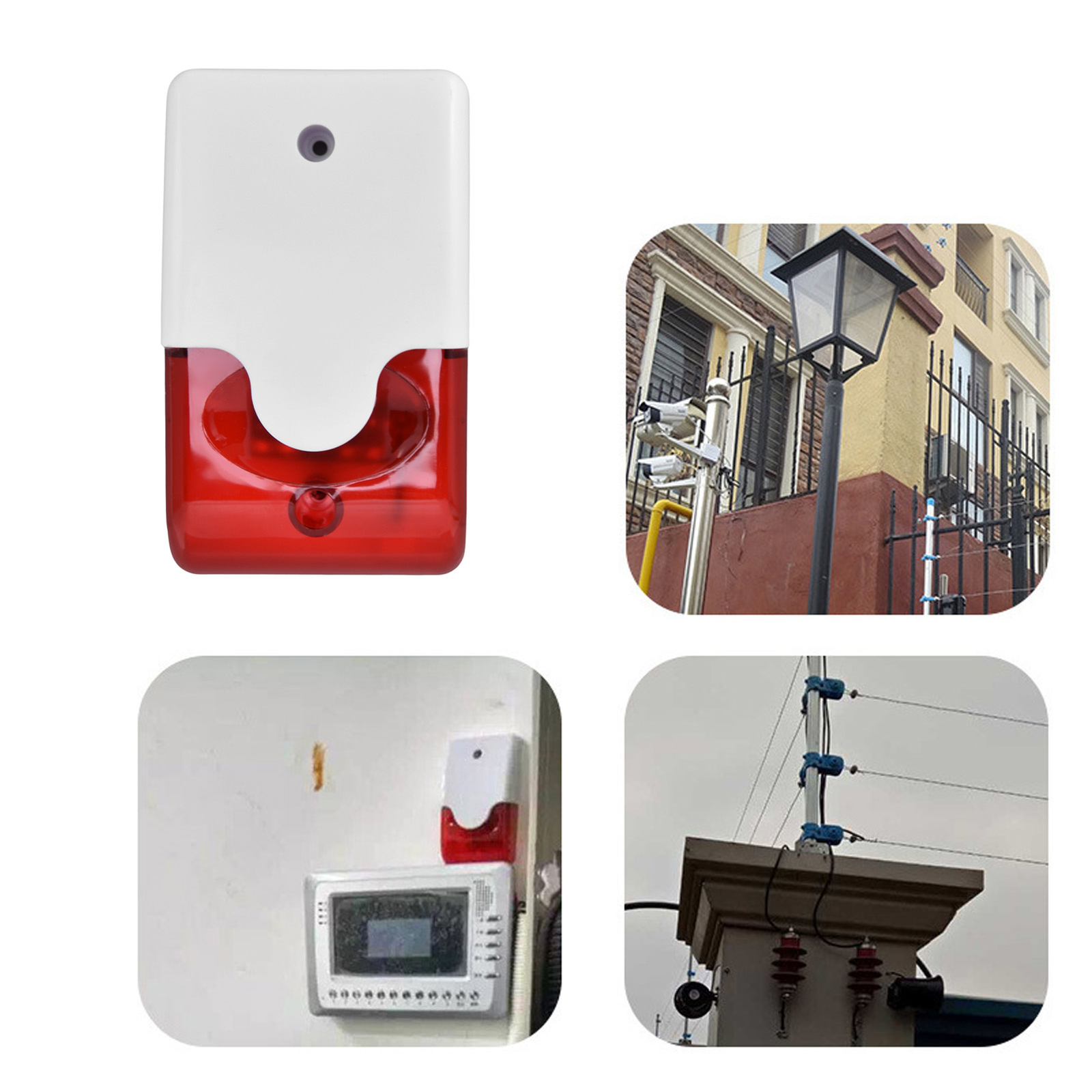 Alarm Siren Wired Strobe Siren DC 12V Red Light Flashing And Sound Buzzer For AC