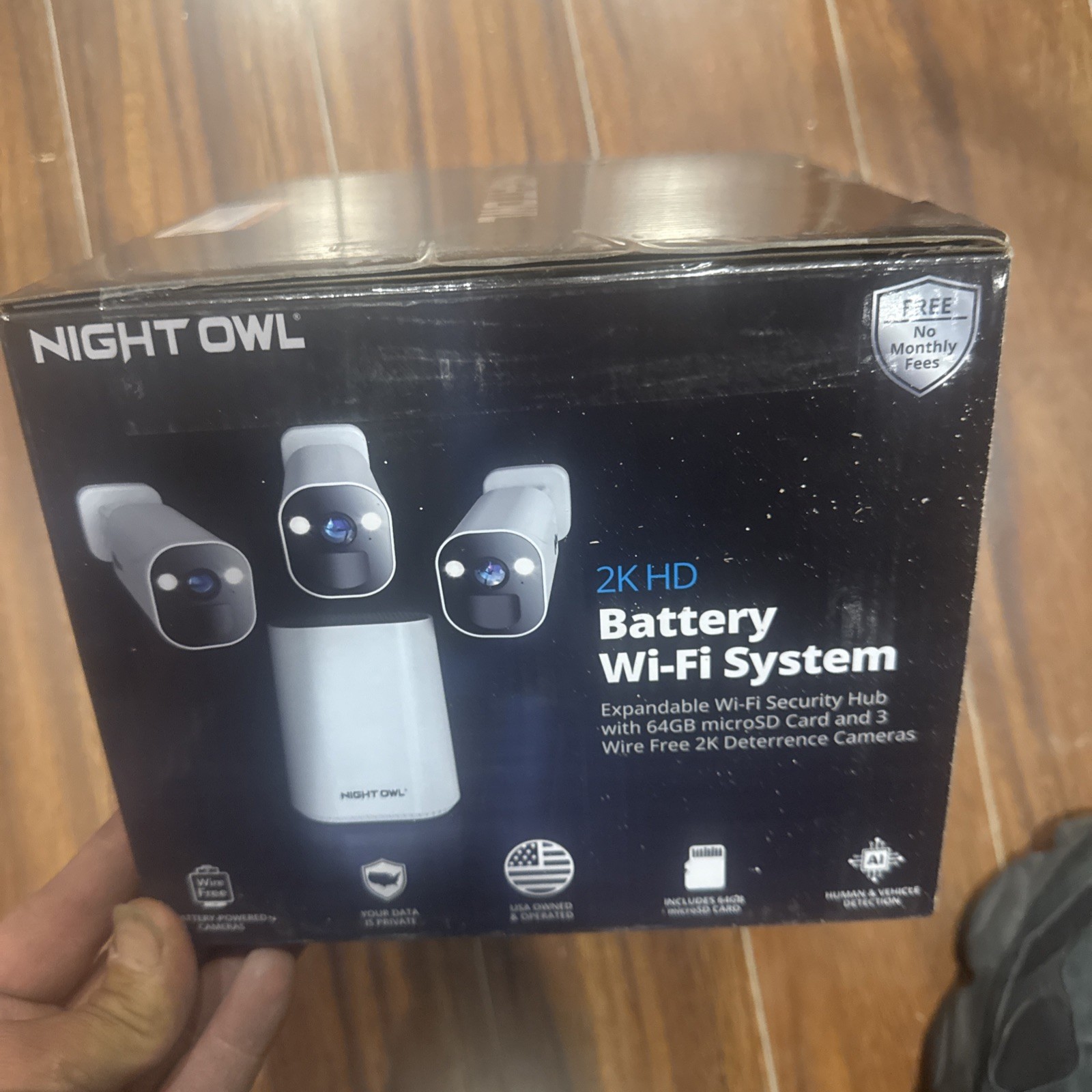 Night Owl 2K HD Battery Wi-Fi System Security Hub and 3 Cameras (White)