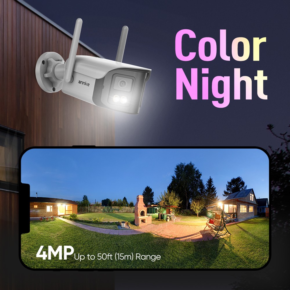 ANNKE 4MP Dual Lens Wireless Security IP Camera Two Way Audio Color Night Vision
