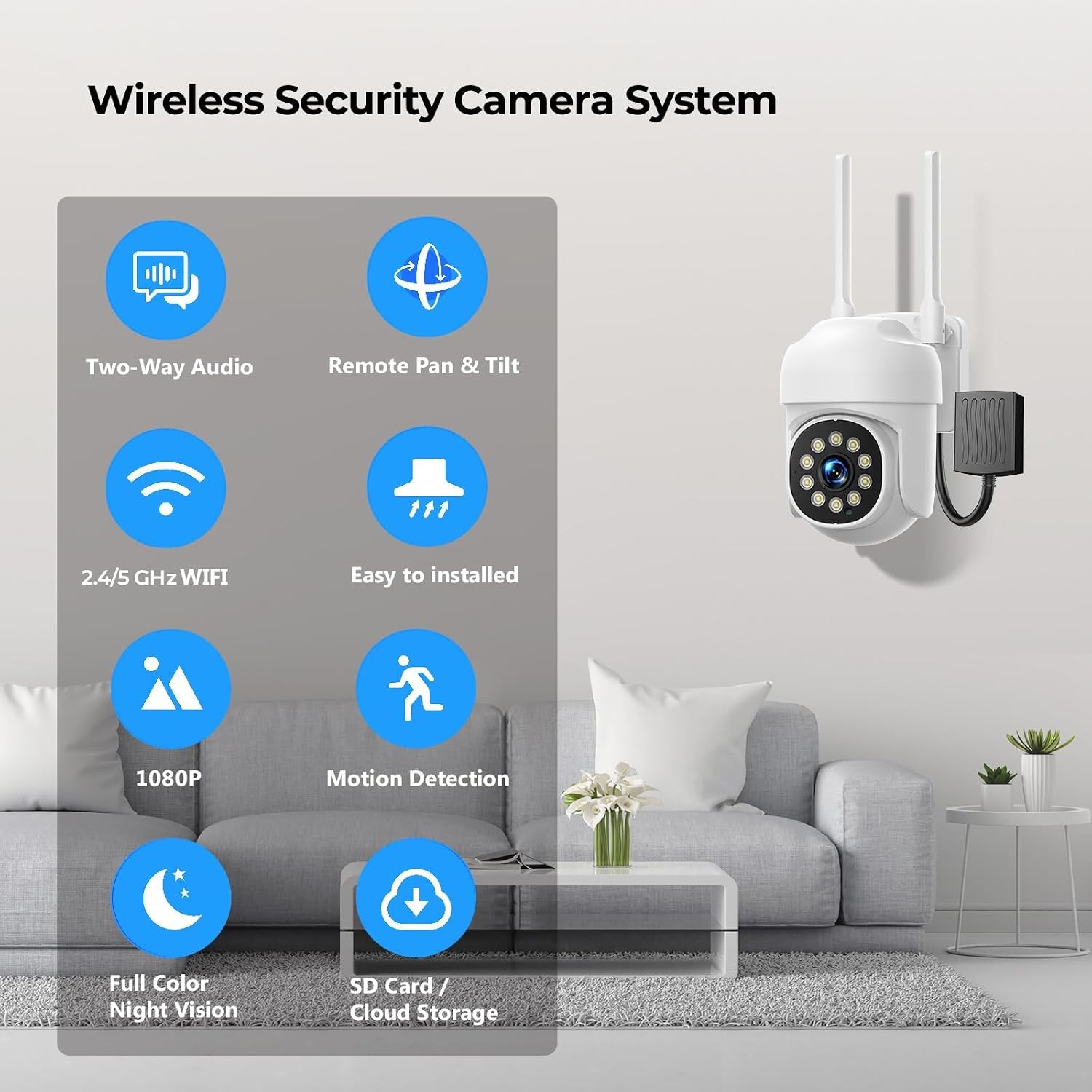 Outdoor PTZ Security Camera System with Smart Color Night Vision 10CH 4K NVR HDD