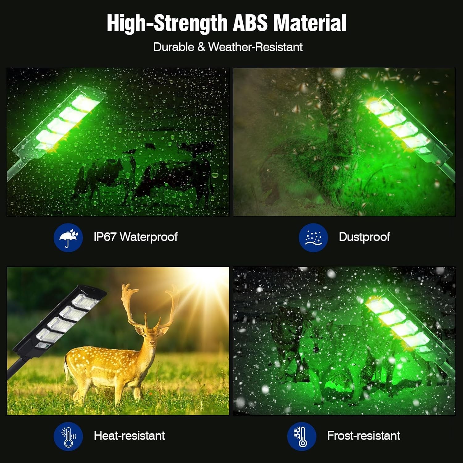 Hog Lights for Night Hunting, 12000LM Solar Green Hunting Light 1 Pack, Black