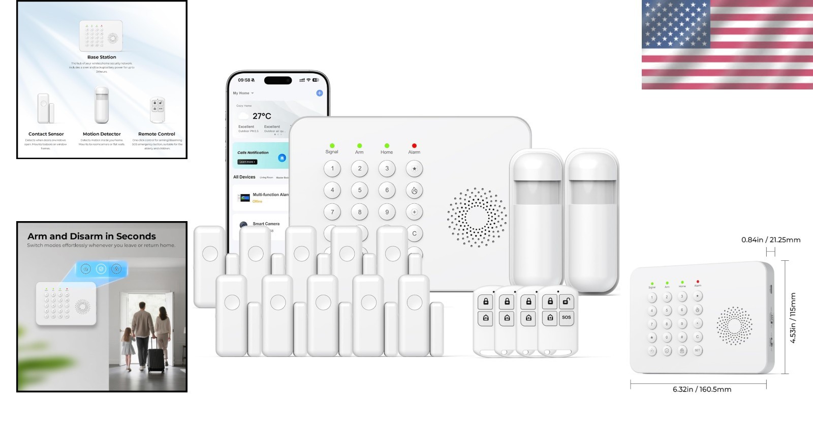 Smart Home Security Alarm with 24/7 Monitoring – Alexa Compatible & Easy Setup