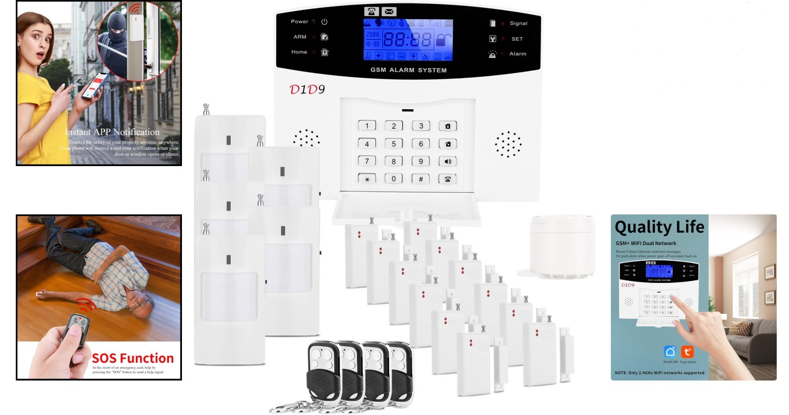 Versatile Wireless Burglar Alarm System with Real-Time Alerts – 24-Piece Set
