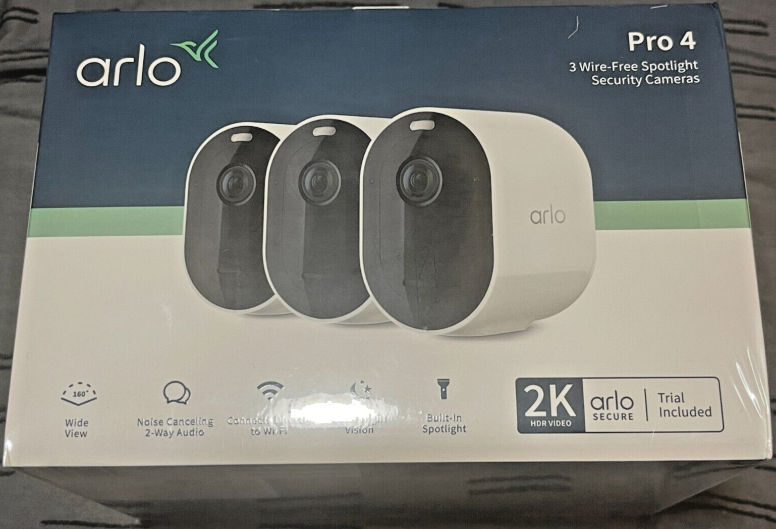 Arlo Pro 4 Spotlight Camera – White, Set of 3 2K HDR