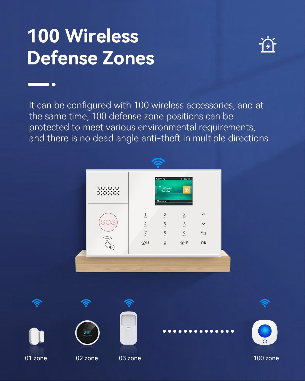 V10 4G/3G/GSM+WiFi IP Tuya APP Wireless Home Security Alarm Burglar Alert System