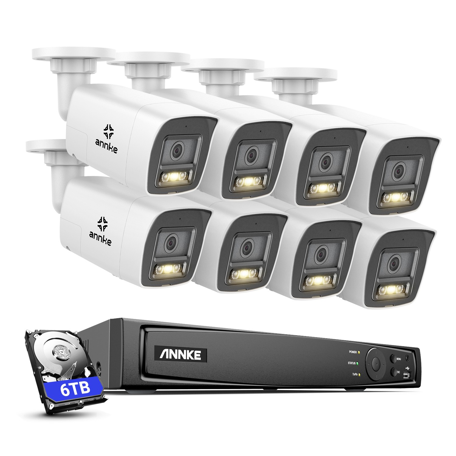 ANNKE 12MP 8CH NVR 4K Two Way Audio POE Security Camera System Outdoor Color AI