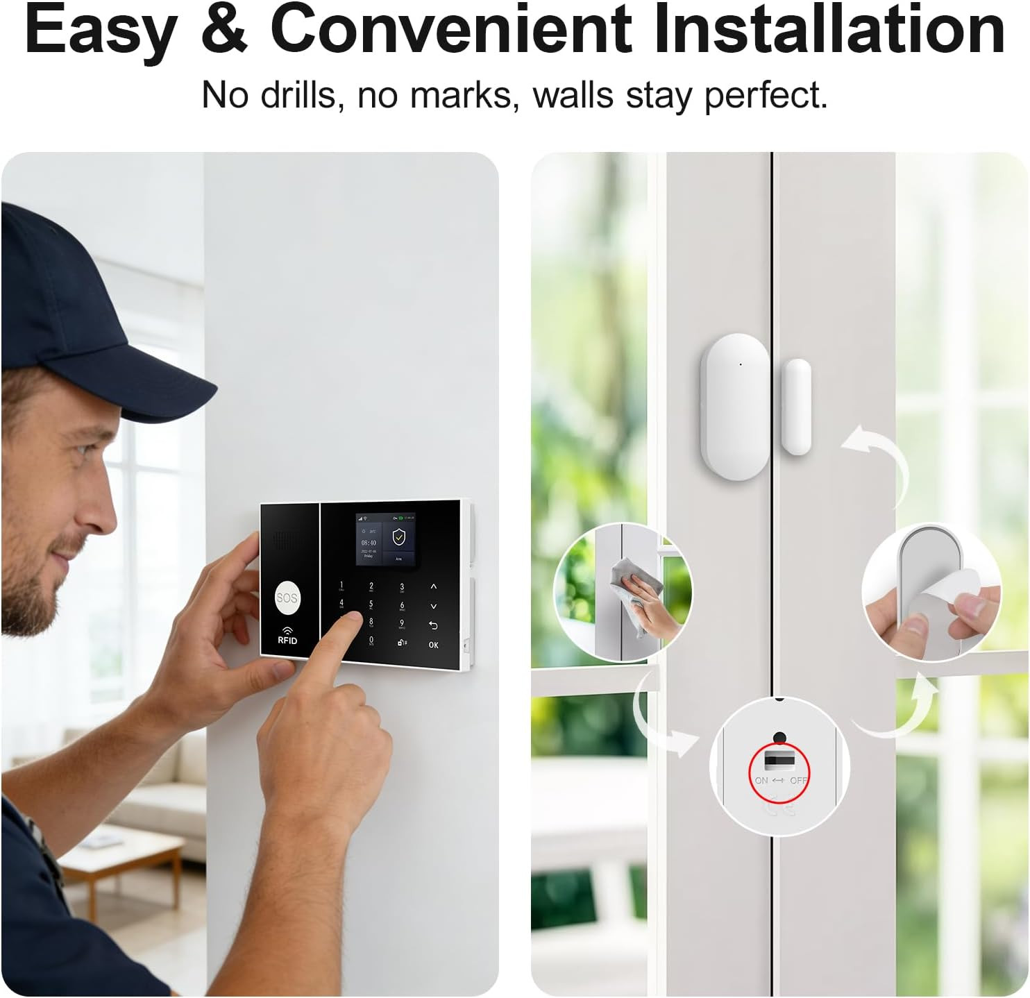 Wireless Alarm System for Home Security,4 Pcs Home Alarm System Wireless DIY Kit