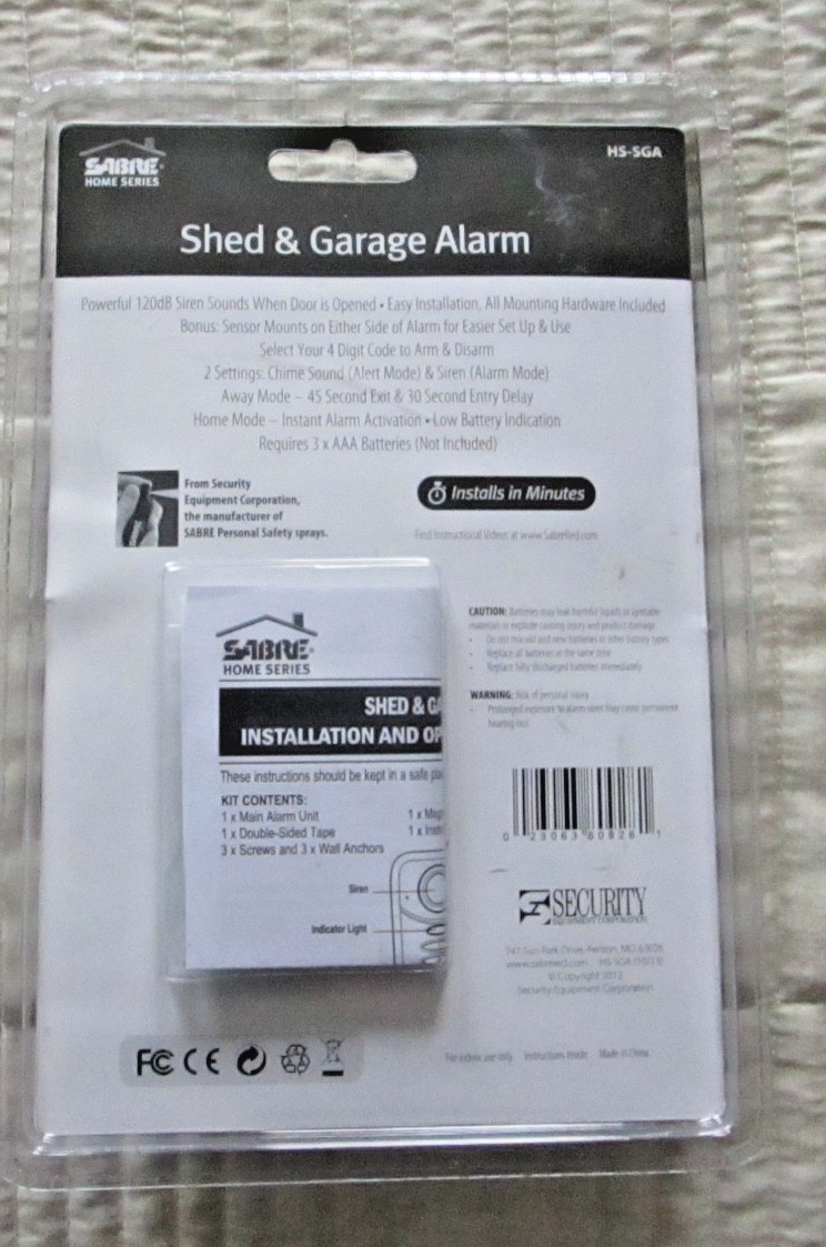 Sabre Shed and Garage Alarm 120dB Siren Sound Standalone Alarm NEW SEALED