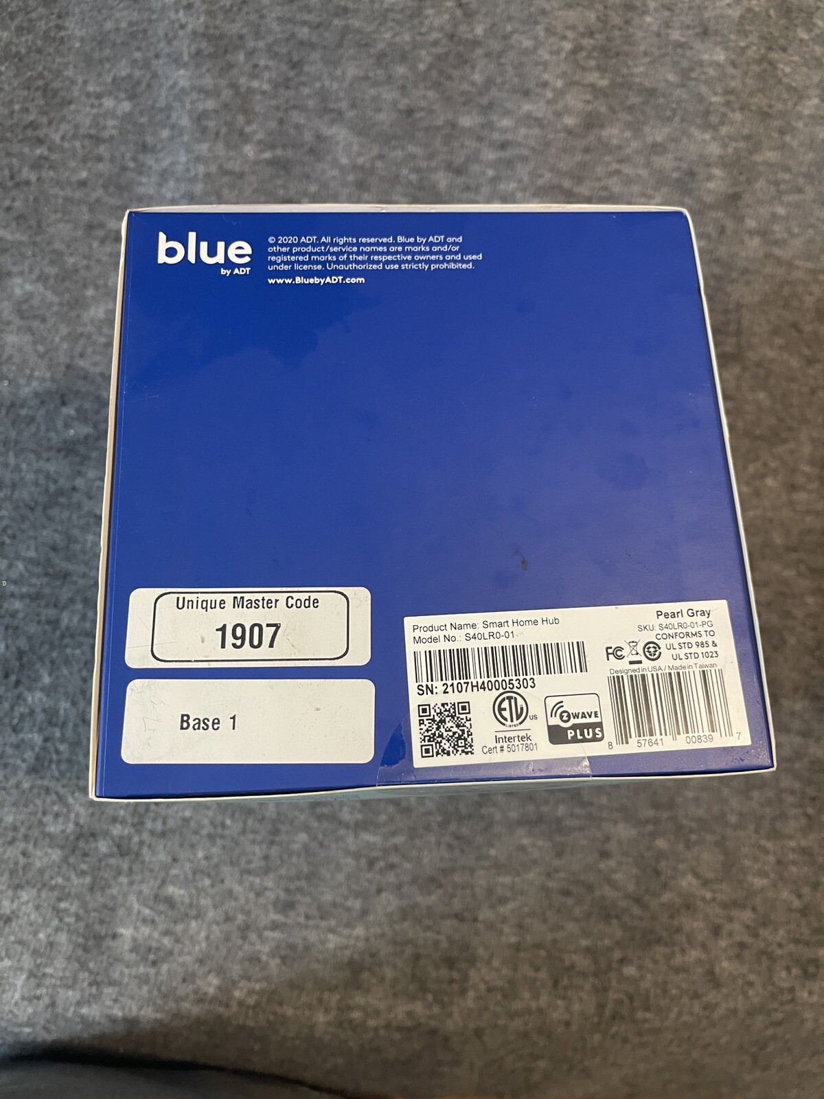 NIB Blue By ADT Smart Home Hub S40LR0-01 Pearl Gray