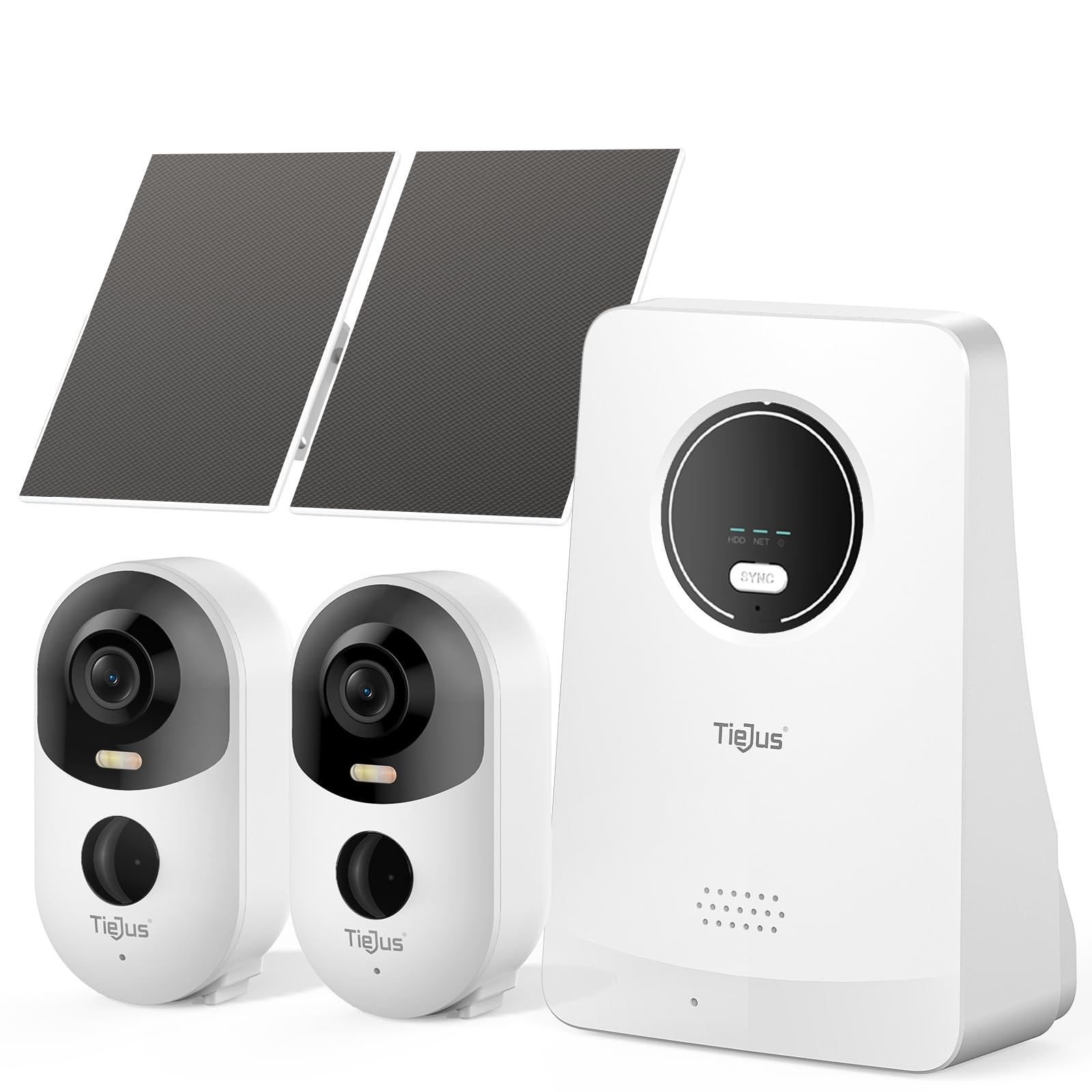 TIEJUS 2K Solar Security Cameras Wireless Outdoor System, No white