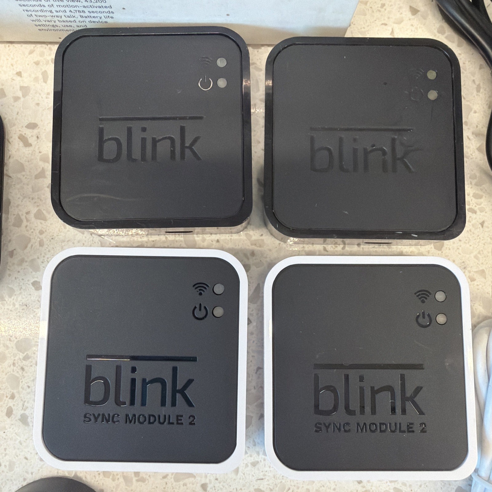 2 Blink Outdoor Gen 3, 1 Gen 2 Camera Kit w/ 4 Modules BCM00400U, BCM00200U