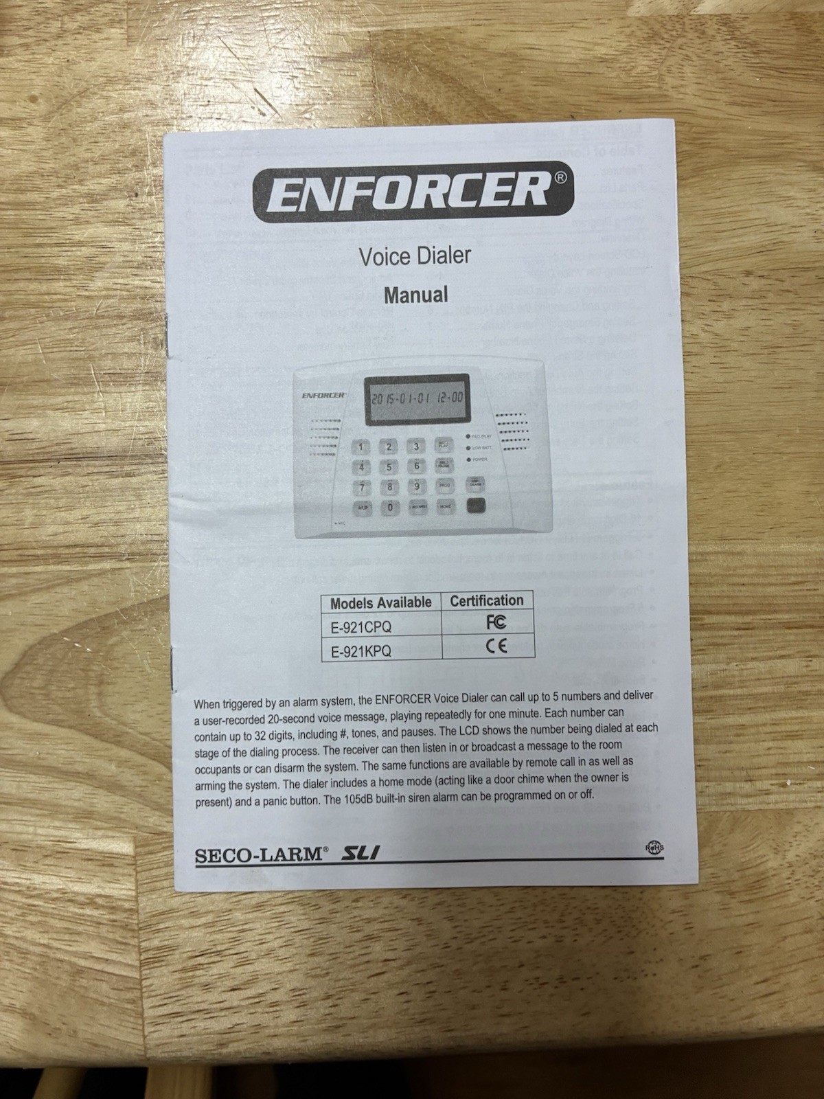 Seco-Larm Enforcer E-921CPQ Automatic Voice Dailer For Alarm W/Power Supply