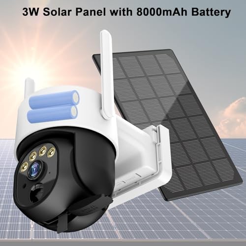 2K Solar Security Cameras Wireless Outdoor, Pan Tilt 360° WiFi Camera for Home