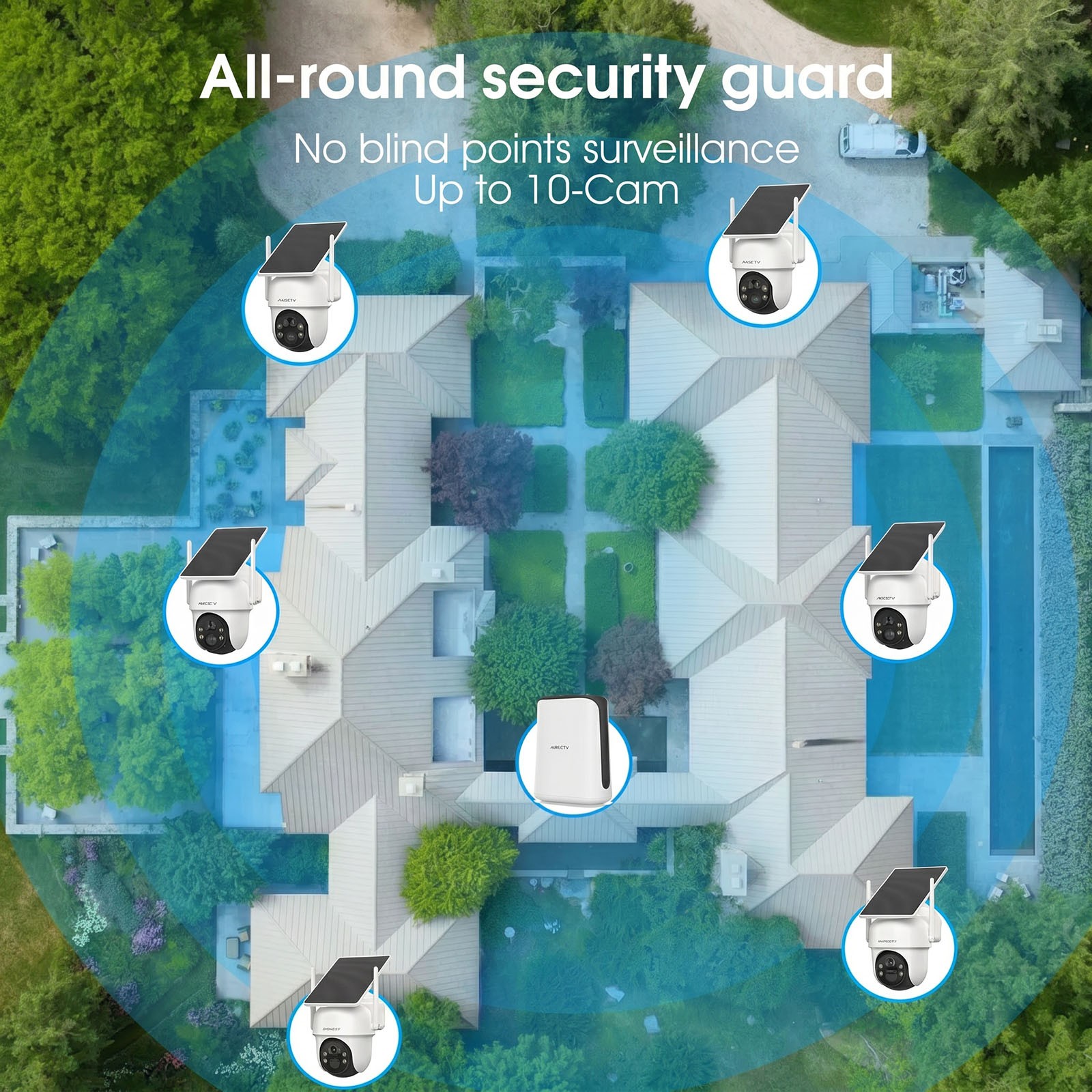 Wireless Solar Battery Security Camera System Outdoor Home PTZ Wifi Night Vision