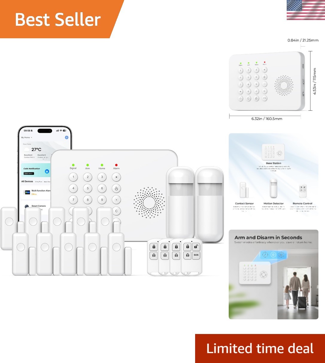 Smart Home Security Alarm with 24/7 Monitoring – Alexa Compatible & Easy Setup