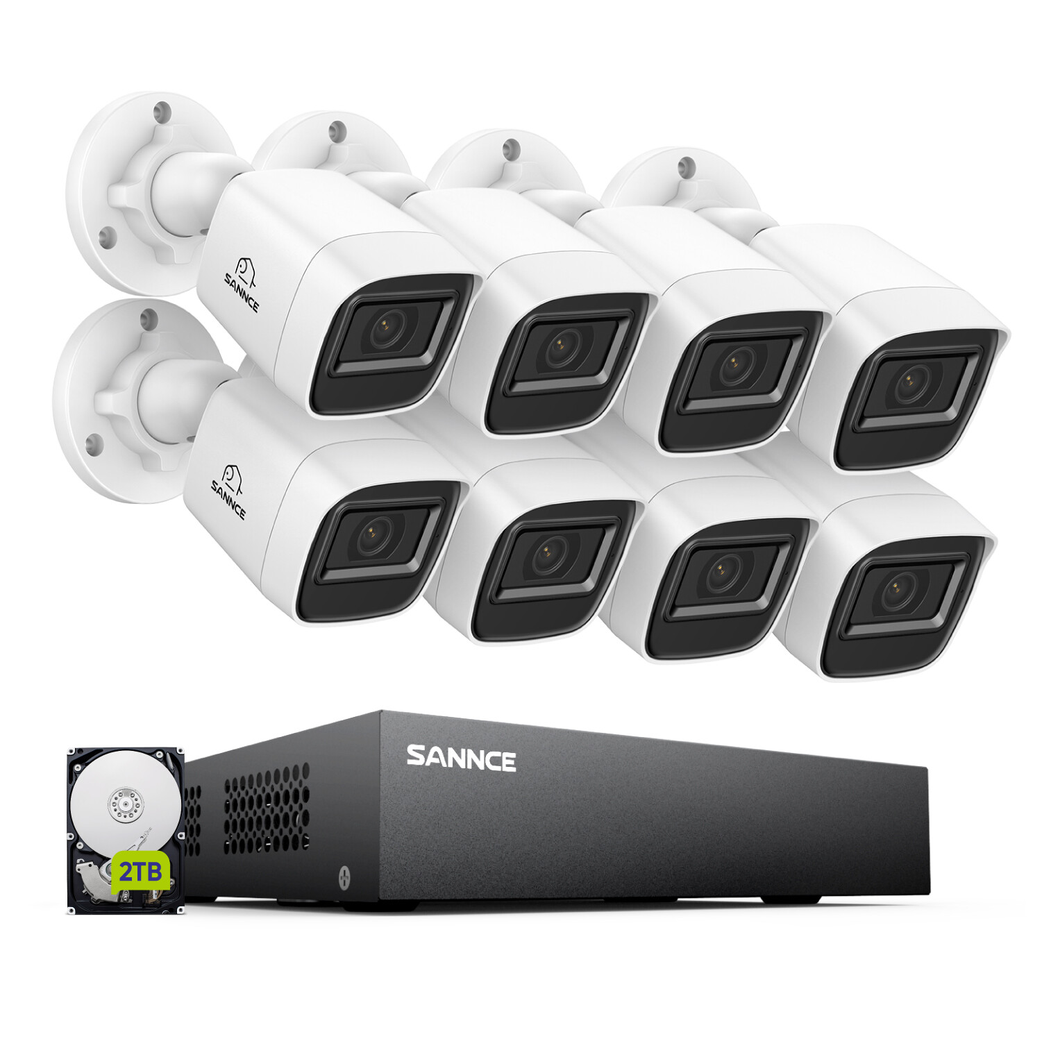 SANNCE 4CH DVR 1080P Video Home Security Camera System CCTV Outdoor Night Vision