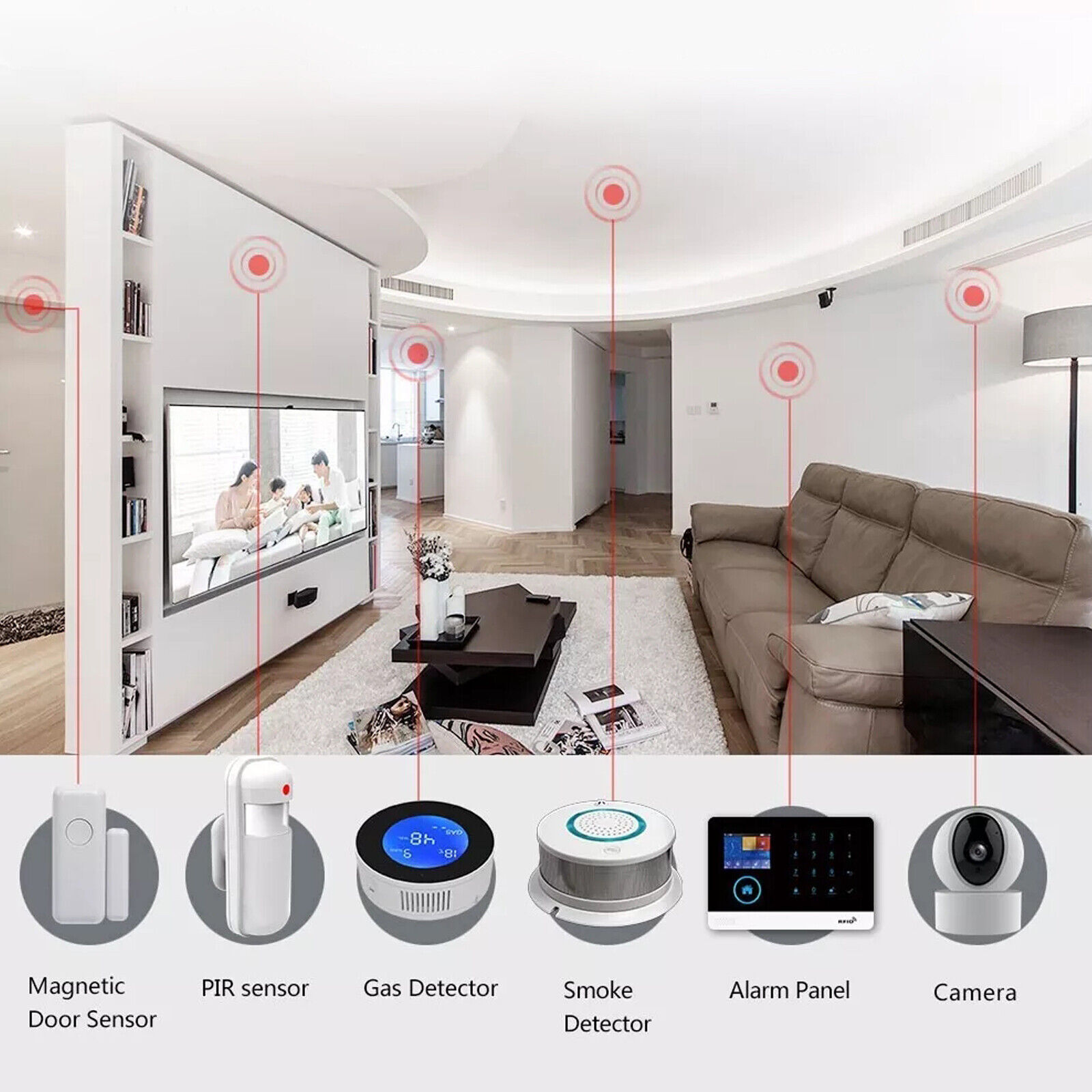 433MHz WIFI GSM Smart Home Burglar Security Alarm System Voice Control
