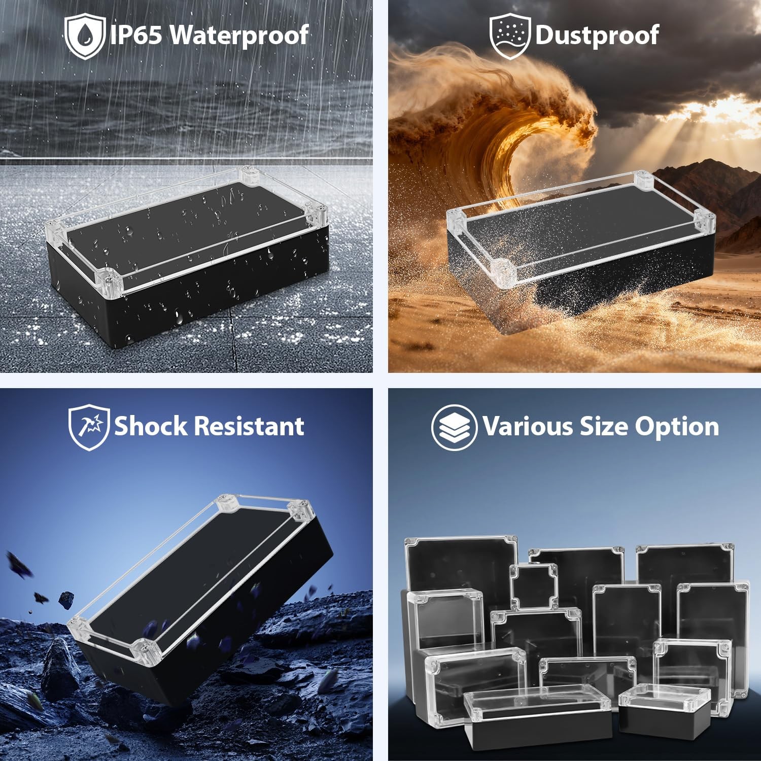 LeMotech Project Box ABS Plastic IP65 Waterproof 7.8″x 4.7″x 2.9″, 1 pack