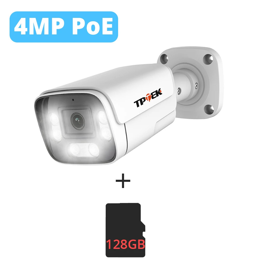 TPTEK 4K 8MP PoE IP Security Camera Two Way Audio IP66 Outdoor NVR