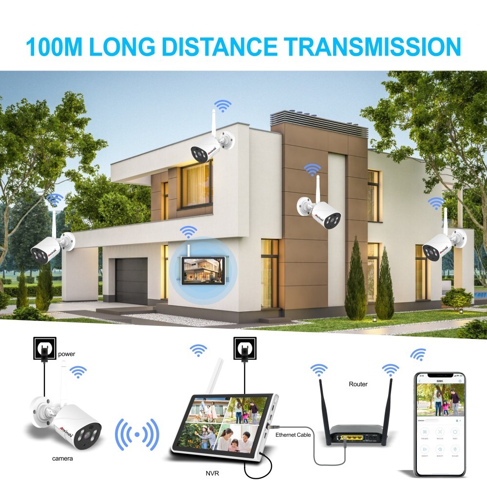Xmeye HD 3MP 4 Channel AI Human Detection WiFi Camera Kit With 10-inch Monitor