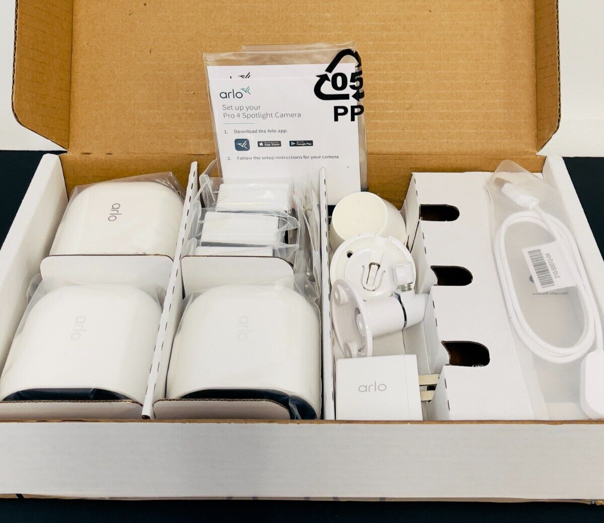 Arlo VMC4350P-100NAR Pro 4 Spotlight Camera 3 Pack, NEW