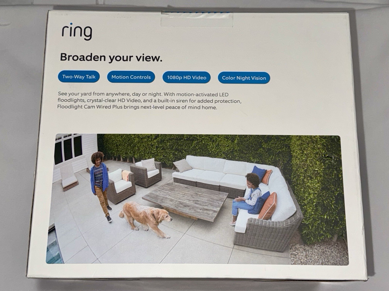 Ring Floodlight Cam Wired Plus Hardwired Wi-Fi Alexa 1080p White