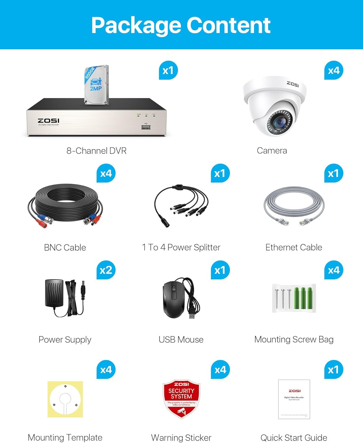 3K Lite 8CH Home Security Camera System with AI Person/Vehicle Detection, 4Pcs 2