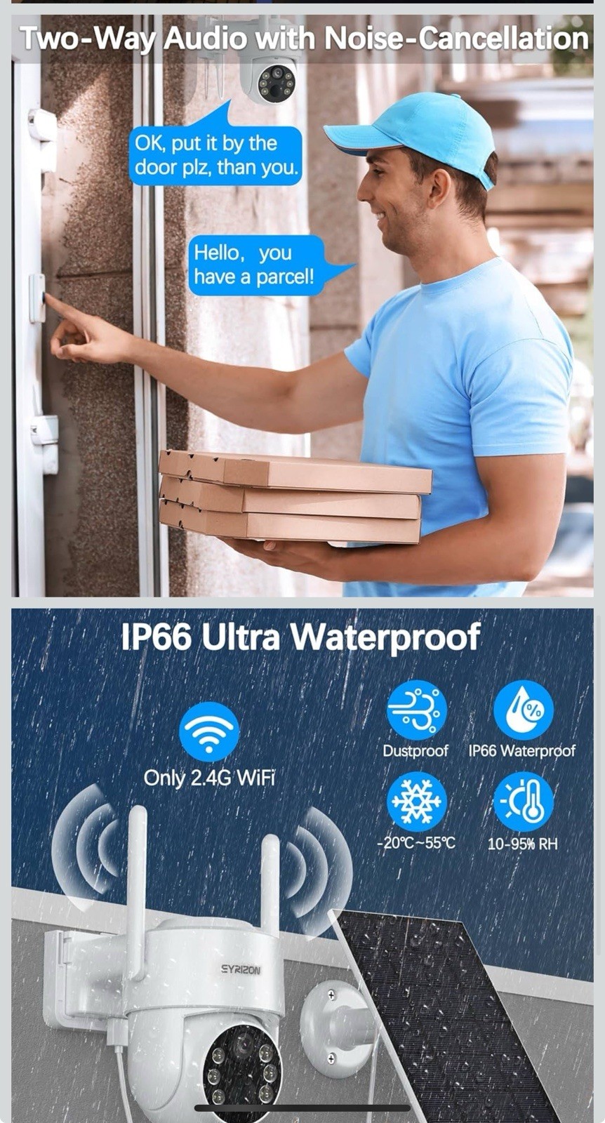 Tris Home Wireless Outdoor PTZ Camera 2-2-Pack, Solar, Weatherproof