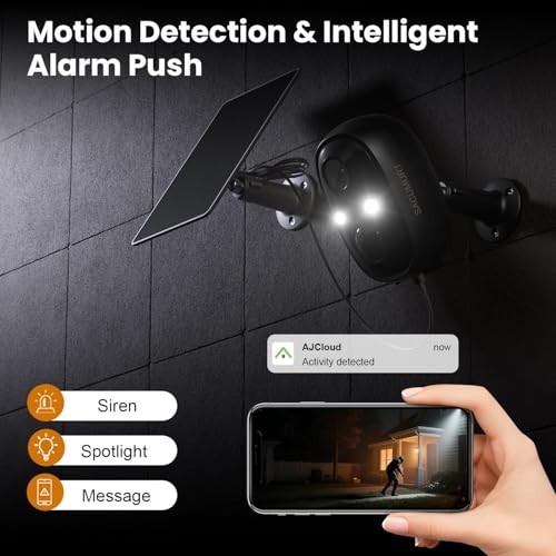 Security Cameras Wireless Outdoor, 2.4GHz WiFi Camera Wi-Fi Solar Cam – 1 Pack