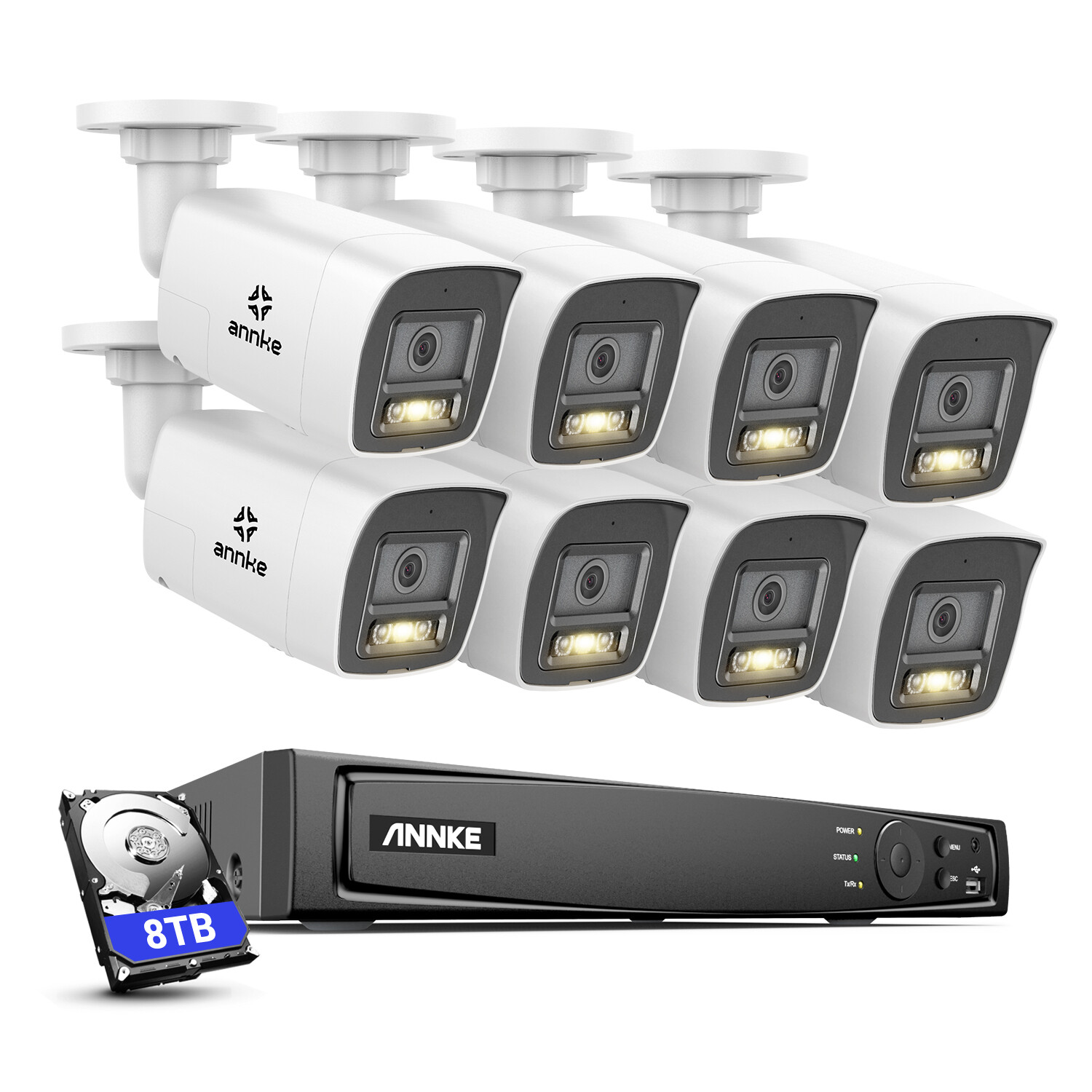 ANNKE 3K 5MP POE Color Night Security Camera System Two-Way Audio 12MP 8CH NVR