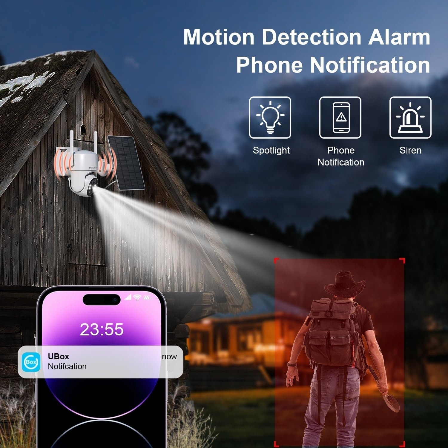 4G LTE Cellular Solar Security Camera No WiFi Outdoor 2K Night Vision & SIM Card